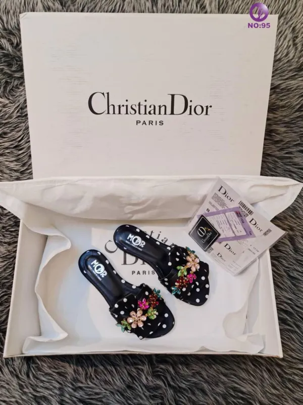 Christian Dior Lüks İthal Puantiye Desenli Terlik