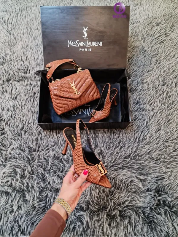 İthal Ysl Topuklu Kadın Çanta Ayakkabı Set